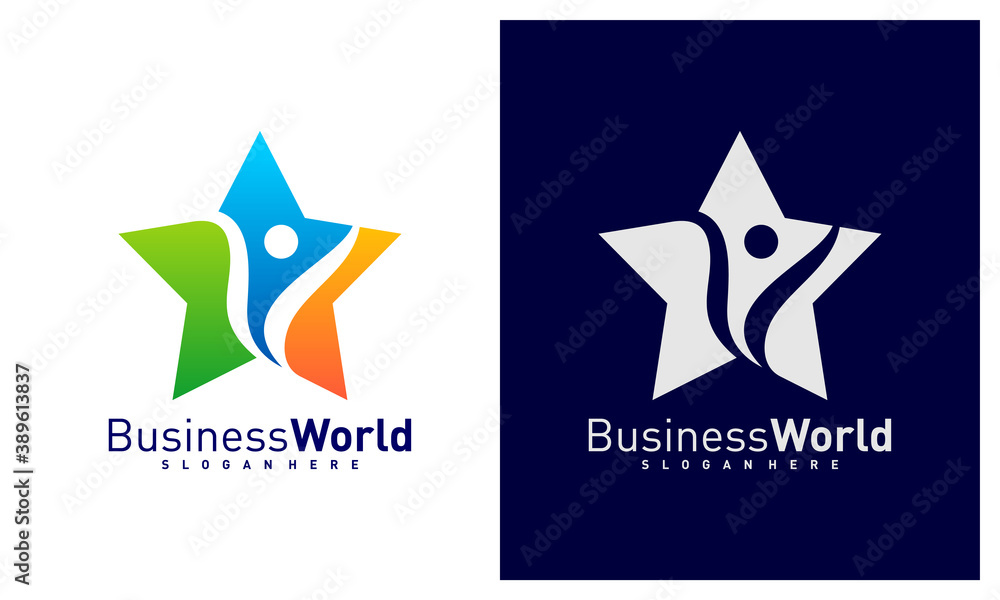 Obraz premium Star People logo design vector, Colorful Dream People logo design template, Icon symbol