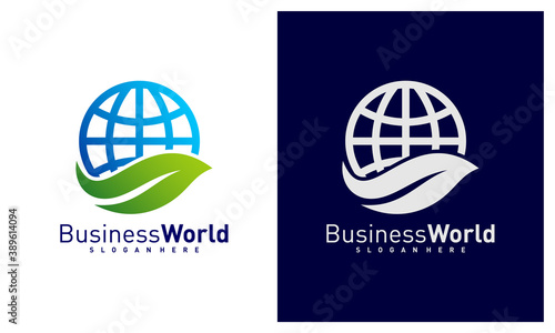 Nature World logo design vector, Colorful World logo design template, Icon symbol