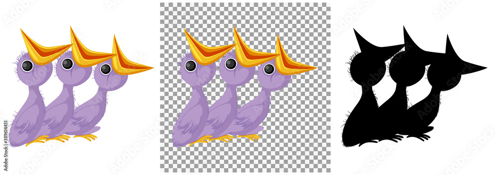 Hungry chick cartoon isolated