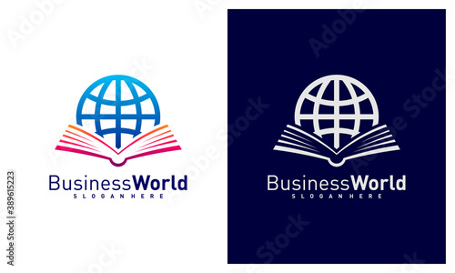 World Book logo design vector, Colorful World logo design template, Icon symbol