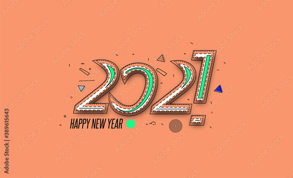 Happy New Year 2021 Text Typography Design Patter, Vector illustration. Happy New Year 2021 Text Typography Design Patter, Vector illustration.