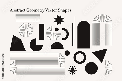 Abstract geometric shapes monochrome vector