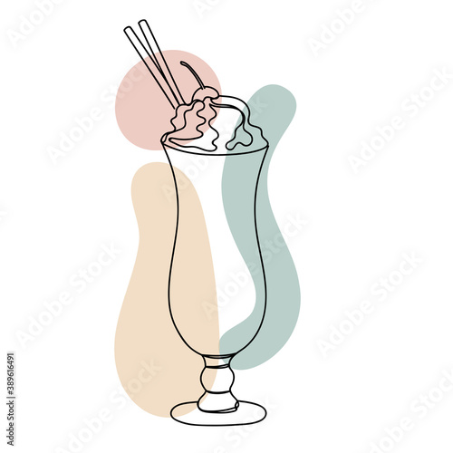 Coctail with a cream in a linear style.