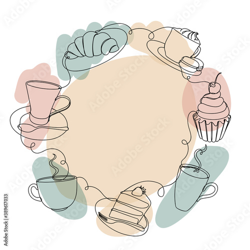 Drinks and sweets in a linear style.
