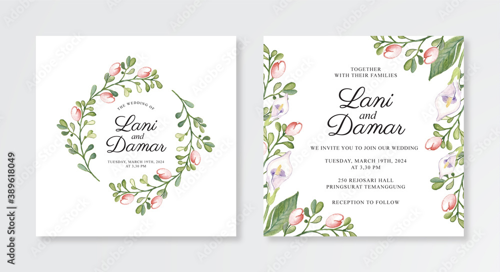 Obraz wedding invitation template with watercolor floral