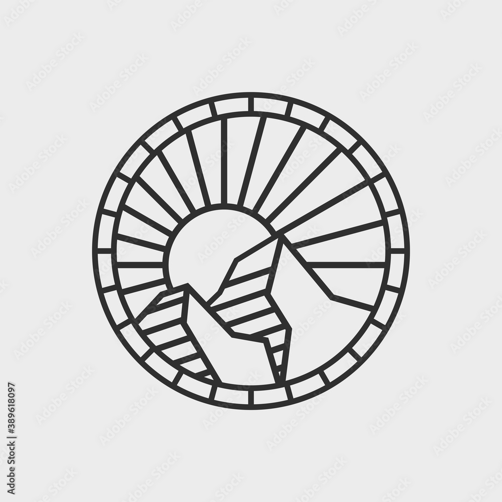 mountain logo design template with line art style vector mountain logo design template with line art style vector