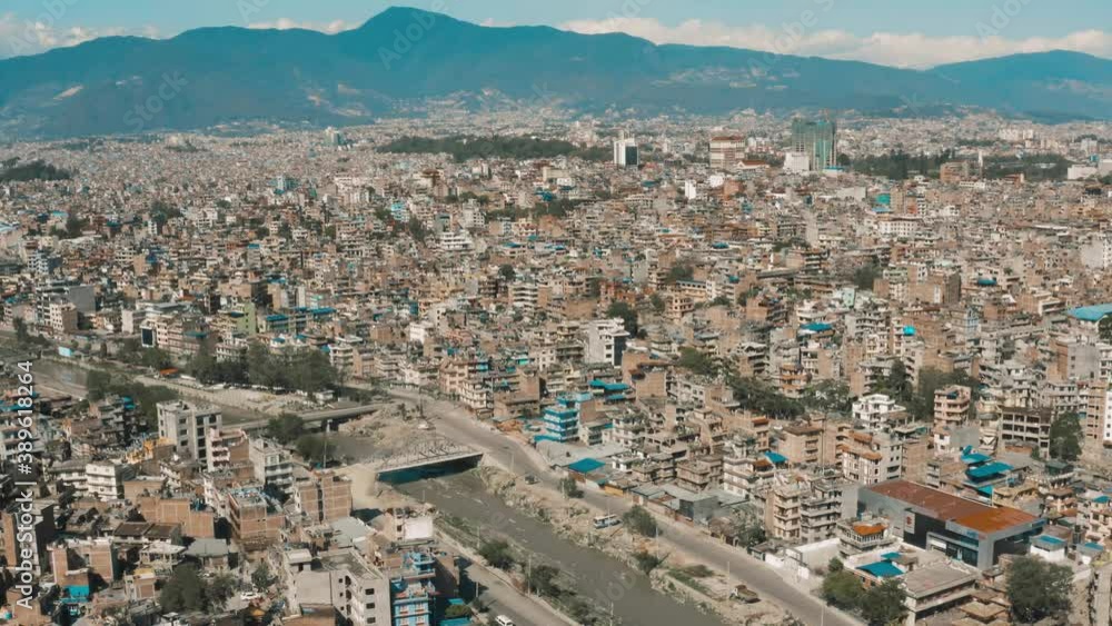 Aerial Reveal Shot | Kathmandu Valley Skyline and Camera Tilt on Bisnumati River Aerial Reveal Shot | Kathmandu Valley Skyline and Camera Tilt on Bisnumati River
