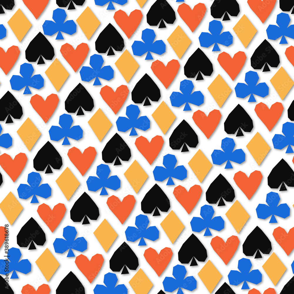 Fototapeta premium Seamless pattern in applique style with playing card suits