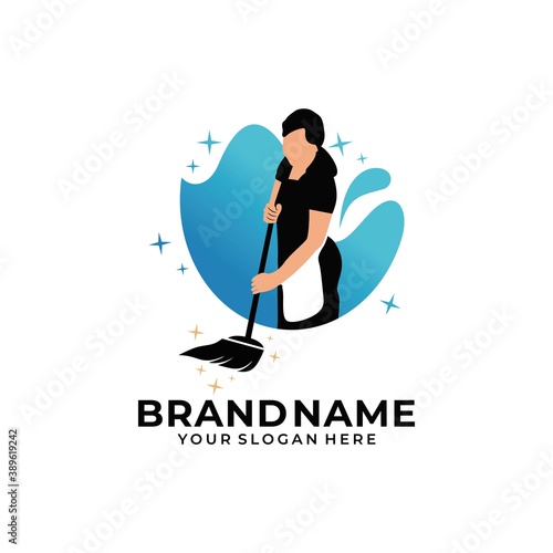 Housemaid Logo Stock Vector Illustration. unique maid logo. cleaning service. house maid. vector illustration

