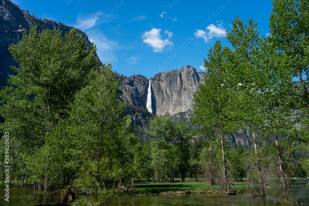 Waterfall in Yosemite Valley, landscape in national parks