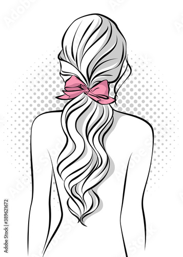 Beautiful girl with long wavy hair