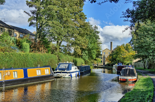 A scenic view of the Leeds and Liverpool canal, Skipton, North Yorkshire