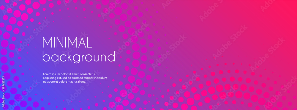Gradient colorful long banner. Abstract minimal dotted background for social media cover with copy space for text