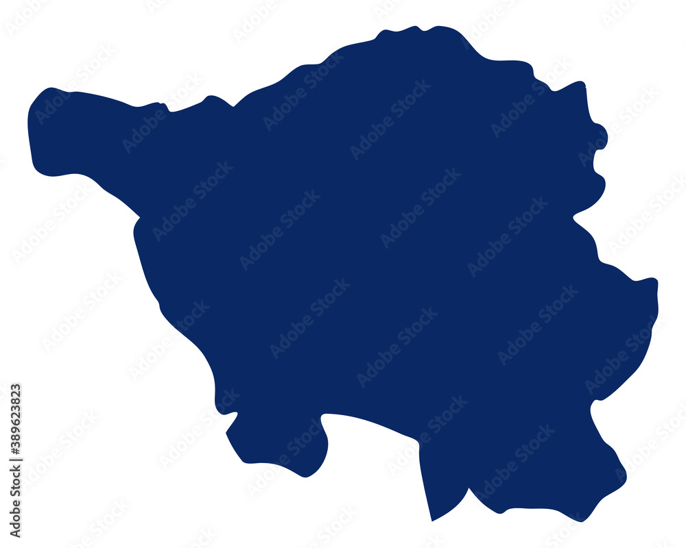 Karte von Saarland in blauer Farbe
