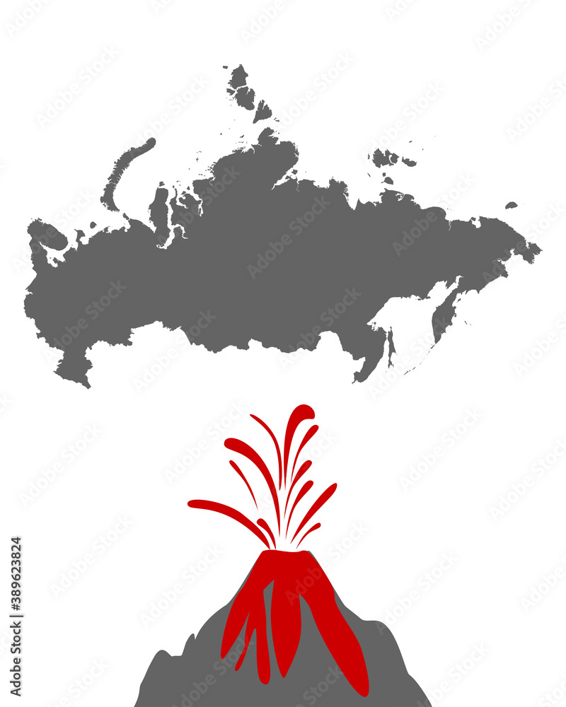 Karte Von Russland Mit Vulkan Stock Vector | Adobe Stock