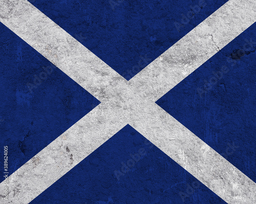 Fahne von Schottland auf verwittertem Beton