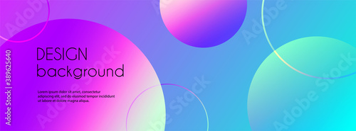 Trendy vector long banner with 3d spheres. Gradient minimal background for facebook cover with copy space for text