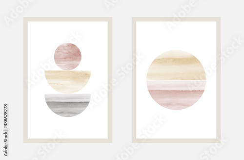 Hand painted watercolor art minimal style design for wall decoration