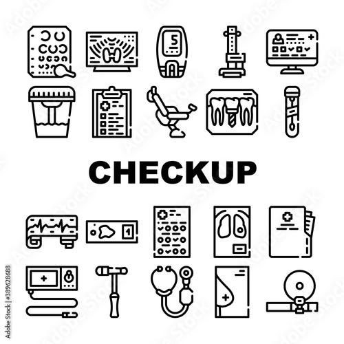 Medical Checkup Health Collection Icons Set Vector