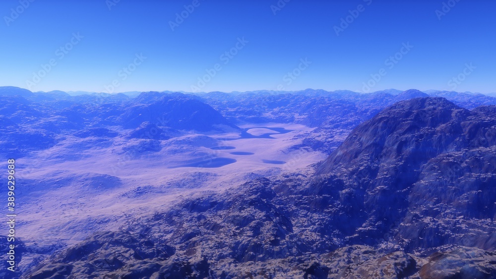 Alien planet landscape 3d render Alien planet landscape 3d render