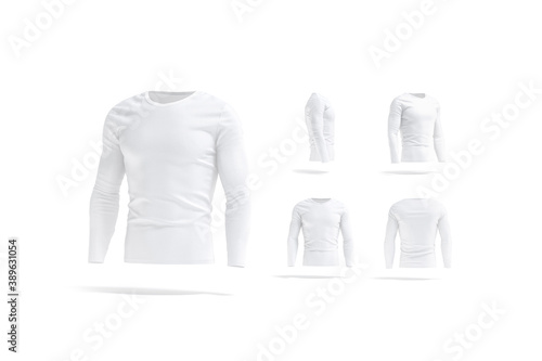 Blank white longsleeve t-shirt mock up, different views