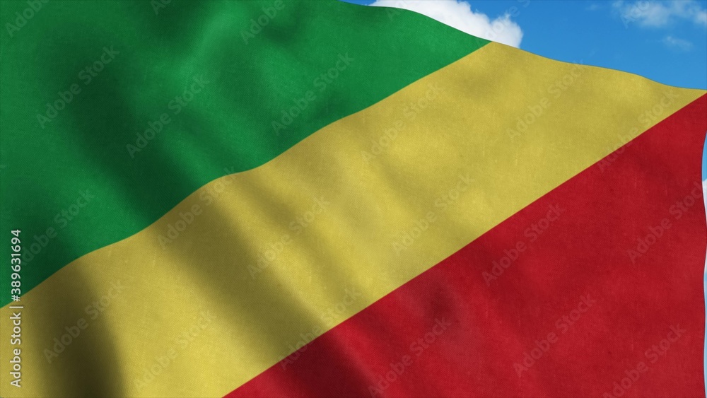 Obraz premium Congo waving in the wind, blue sky background. 3d rendering