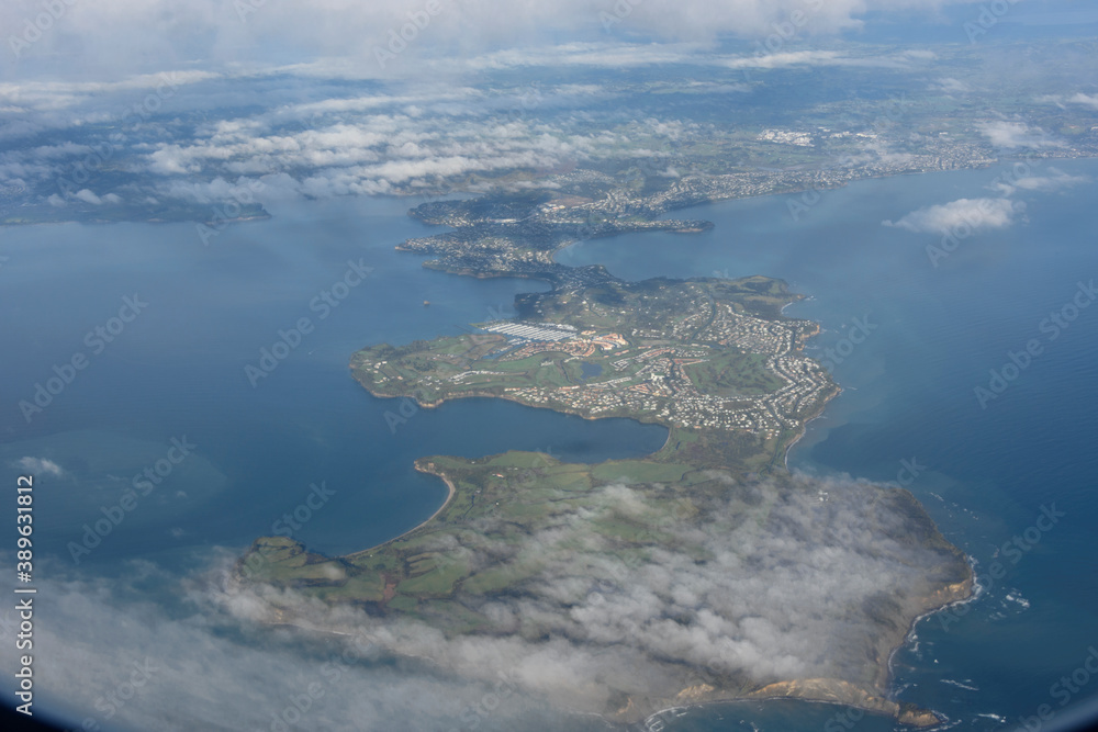 機上から見下ろすニュージーランド南島の海岸線
