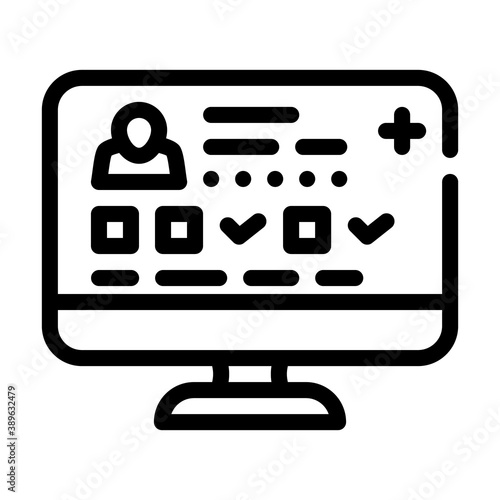 digital medical card line icon vector illustration