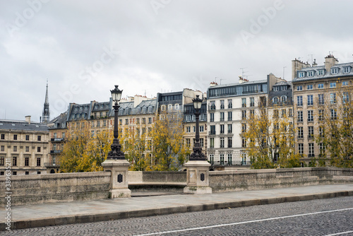 View of the famous stoned new bridge on Seine river in Paris