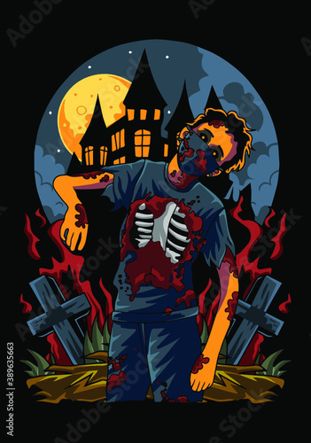 zombi girl halloween for tshirt