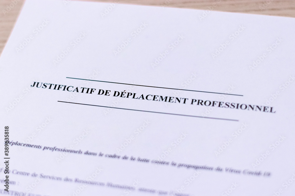 Justificatif de déplacement professionnel Justificatif de déplacement professionnel