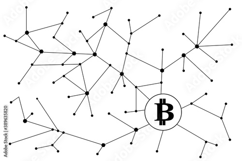 Blockchain - bitcoin software platform isolated on white background. For digital asset, financial system and bitcoin network. Creative and modern business concept, blockchain vector 