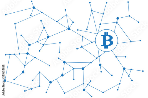 Blockchain - bitcoin software platform isolated on white background. For digital asset, financial system and bitcoin network. Creative and modern business concept, blockchain vector 