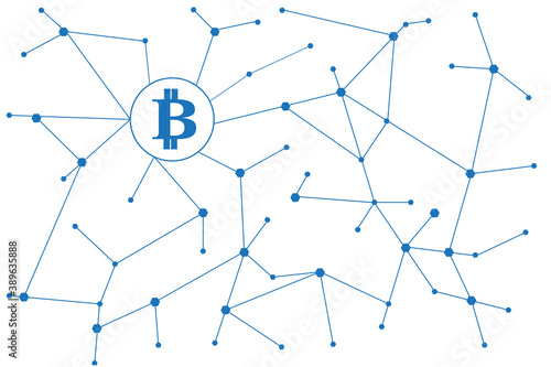 Blockchain - bitcoin software platform isolated on white background. For digital asset, financial system and bitcoin network. Creative and modern business concept, blockchain vector 