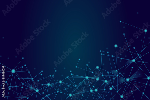 Network abstract connection isolated on blue background. Network technology background with dots and lines. Ai background. Connect vector. For ai digital design, network technology © Marinko