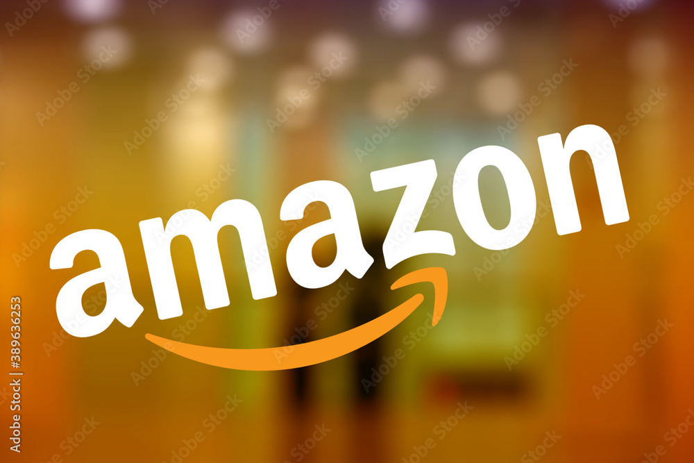 Selected Focus on the Amazon logo displayed on the window of an Amazon  bookstore called Amazon Books Stock Photo | Adobe Stock