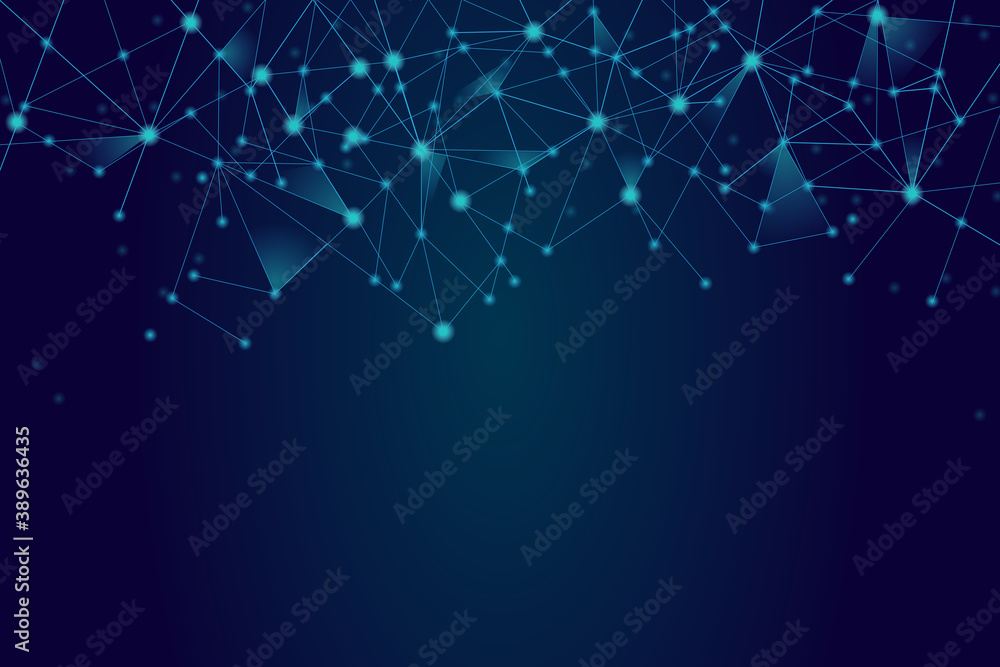 Network abstract connection isolated on blue background. Network ...