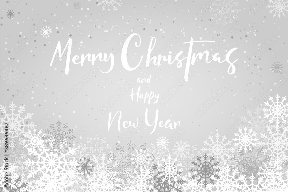 Greeting card with Merry Christmas calligraphy text