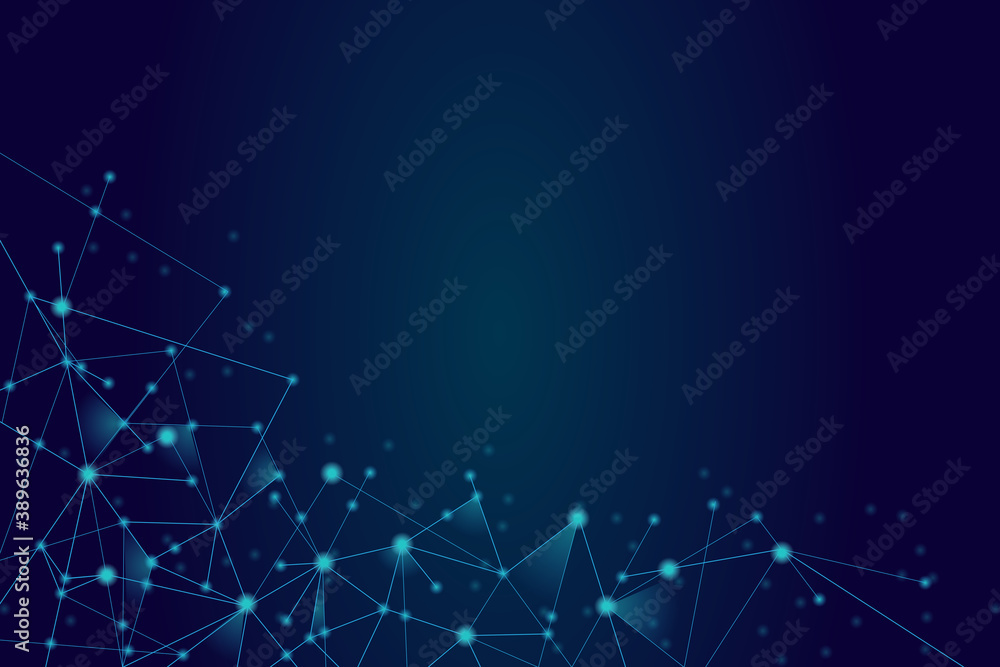 Network abstract connection isolated on blue background. Network ...