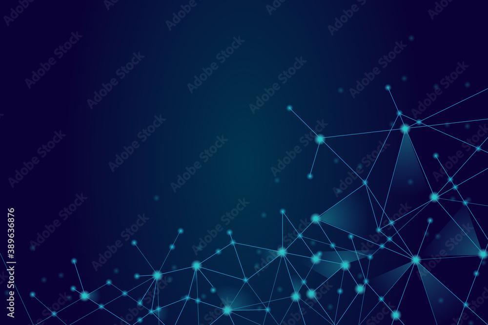 Network abstract connection isolated on blue background. Network ...