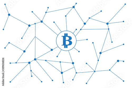 Blockchain - bitcoin software platform isolated on white background. For digital asset, financial system and bitcoin network. Creative and modern business concept, blockchain vector 