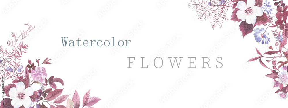 Beautiful watercolor flower and leaf illustration