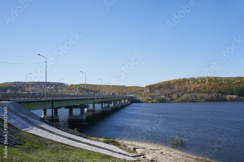 Modern bridge over the river for transport © pridannikov