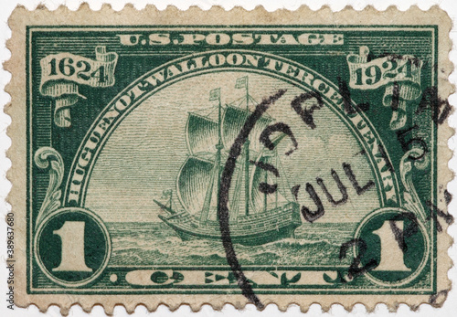 Vintage US postage stamp for Background