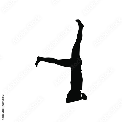 Young woman still practice yoga on white background.