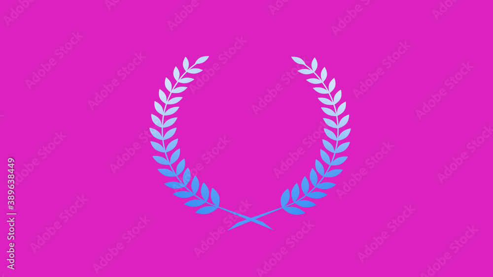 Amazing aqua color gradient wreath icon on pink background, Best wheat icon Amazing aqua color gradient wreath icon on pink background, Best wheat icon