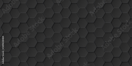 Abstract black hexagonal background, hexagon shape, vector illustration © supakritleela