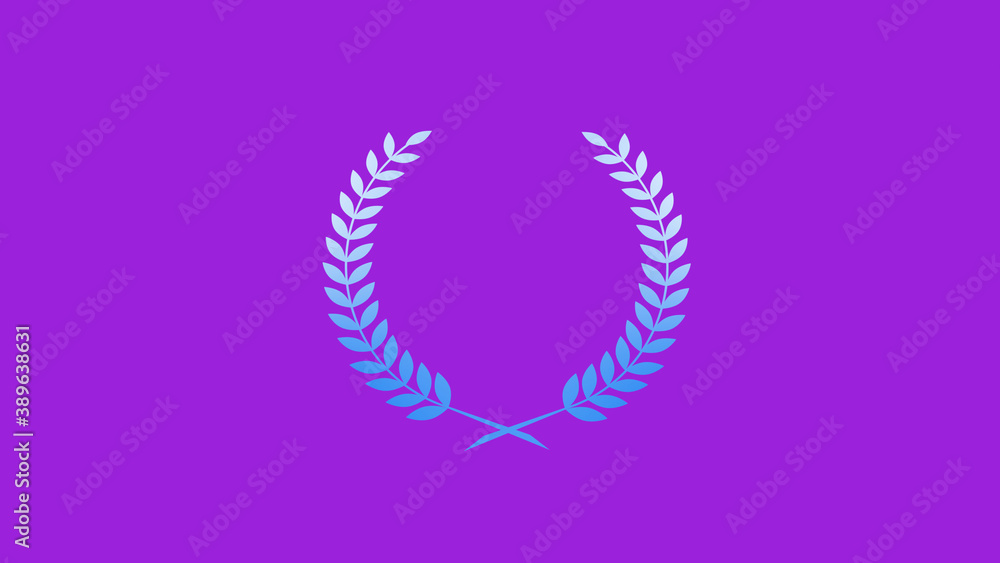 Beautiful blue and white gradient wheat icon on purple background, New wreath icon Beautiful blue and white gradient wheat icon on purple background, New wreath icon