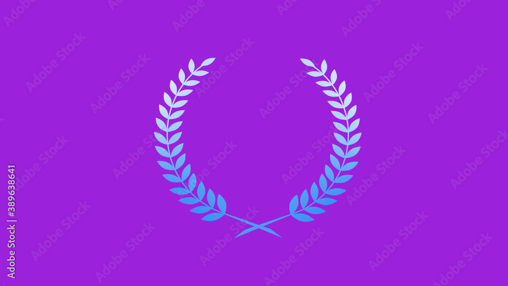 Beautiful blue and white gradient wheat icon on purple background, New wreath icon Beautiful blue and white gradient wheat icon on purple background, New wreath icon