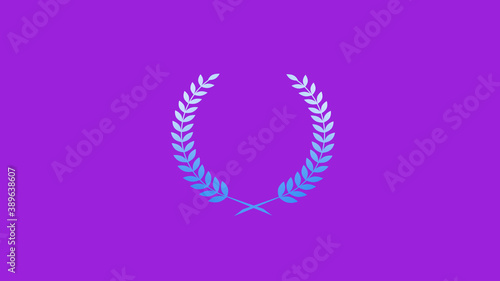 Beautiful blue and white gradient wheat icon on purple background, New wreath icon